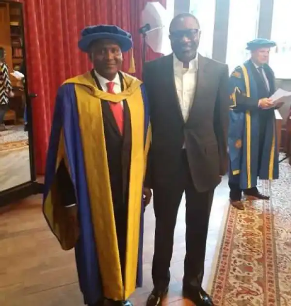 Aliko Dangote pictured with Femi Otedola as he